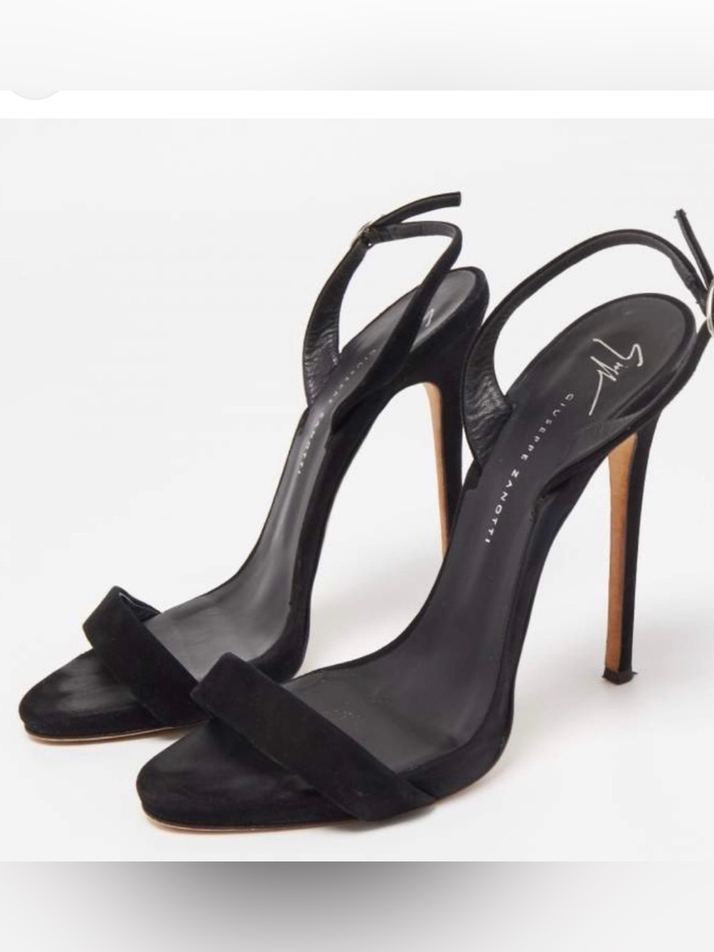 Giuseppe Zanotti suede Black High Heel Slingback Sandals size 36
